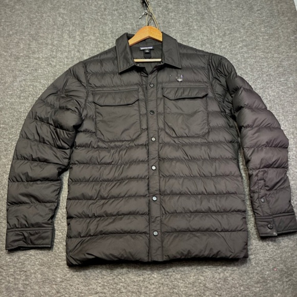 Patagonia Silent Down Shirt Jacket‎ Mens Medium Black 27925 FA19 Distressed